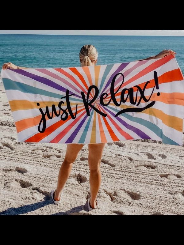 Just Relax Microfiber Beach Towel  absorbs 4 times more water than the average beach towel.