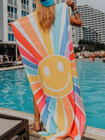 Sunshine Microfiber Beach towel absorbs 3 times as much water as a regular towel.