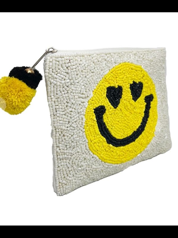 Smiley Face Beaded Coin Purse