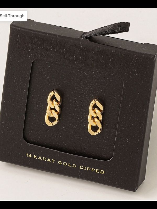Mini Chain Drop Earrings 14 karat gold dipped.