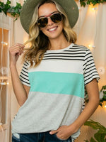 Sea Foam Striped Shirt, Perfect for Spring & Summer!