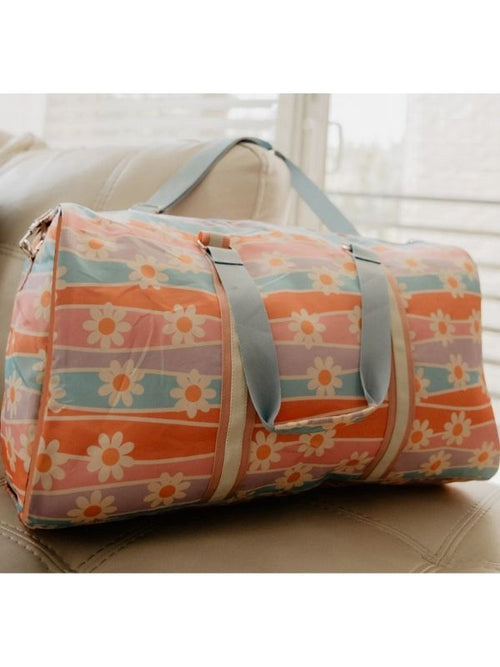 Daisy Floral with stripes weekender bag.