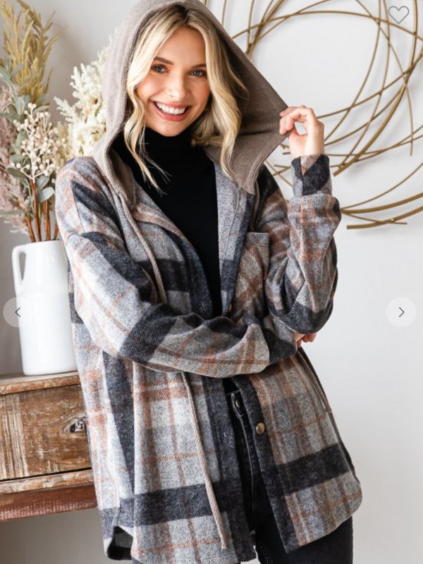 Plaid Hooded Shacket