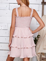 Pink Plaid Tiered Dress