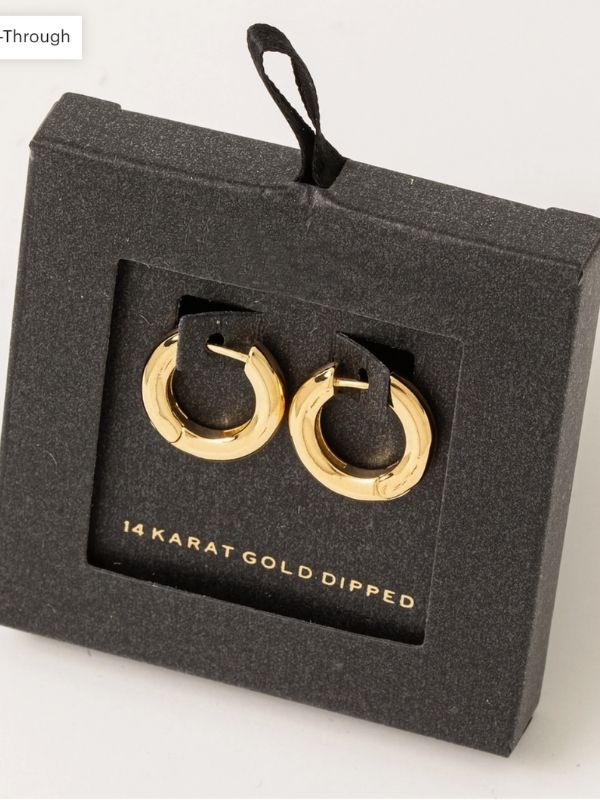 14 karat dipped mini gold huggie earring.