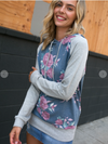 Denim Floral Hoodie