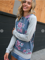 Denim Floral Hoodie
