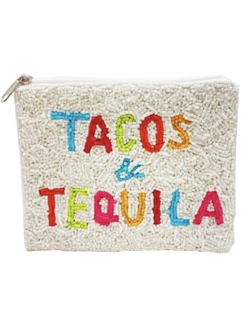 Handmade Tacos & tequila beaded coin purse.