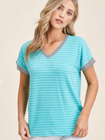 Aqua Please Striped Shirt