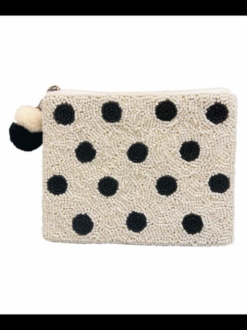 Gorgeous beaded polka dot coin purse. 