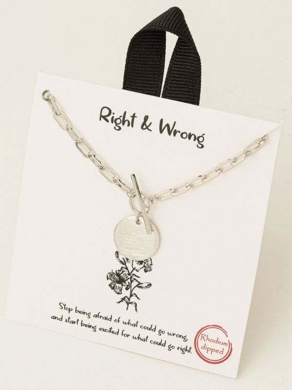 Right & Wrong Pendant Toggle & Chain