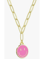 Drop down smiley face necklace in multiple colors. 