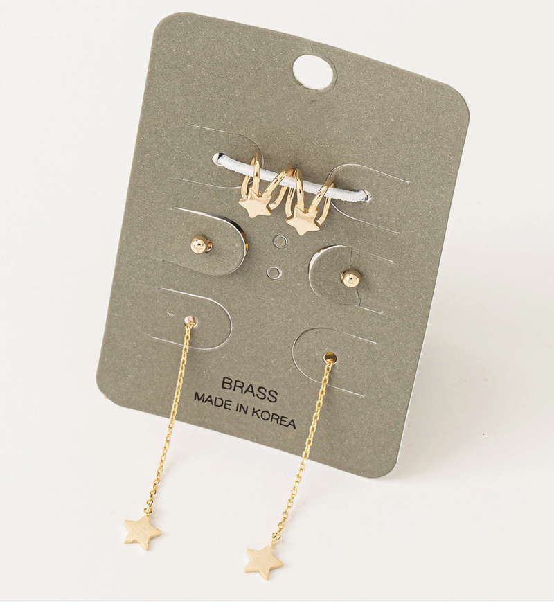 Mini Star Chain Post Earring Set