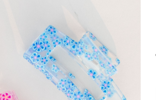 Pink Floral/Clear Flower Hair Clip
