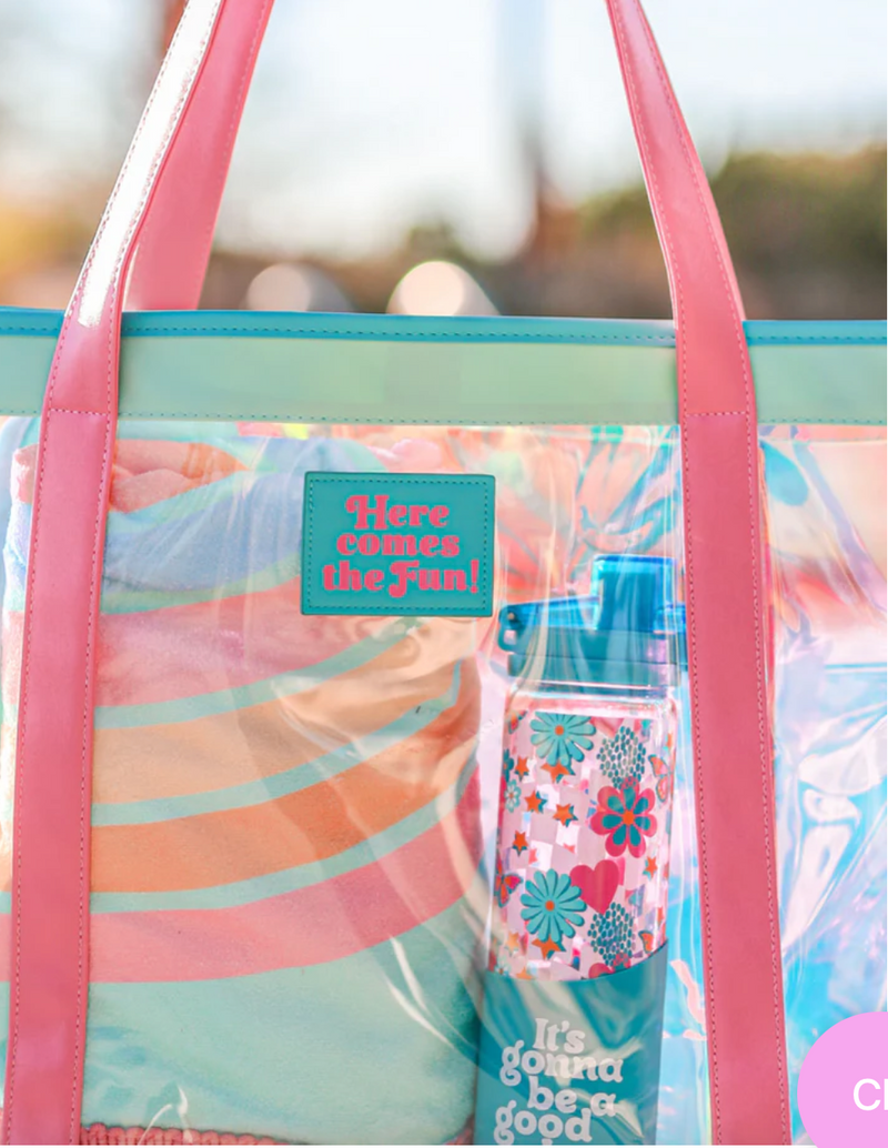 Iridescent Blue Tote-HERE COMES THE FUN!